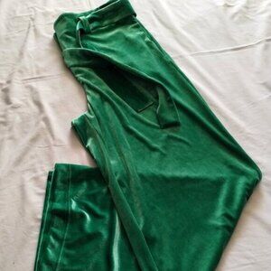 NEW YORK & CO Grass Green Stretch VELVET PALAZZO Pant Sz LARGE